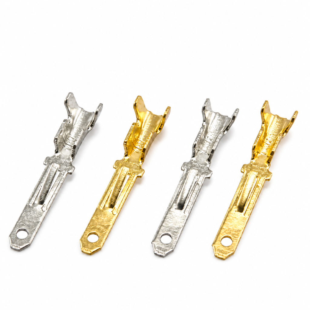 DJ611-2.8 (A/B款) 2.8带刺插拔公端子 (B044/B045两种线径规格·0.5-1.5mm²·0.5mm料厚·黄铜镀锡/本色)